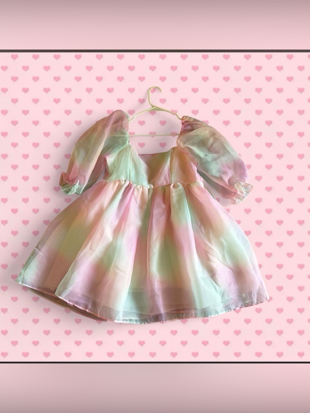 Pastel Rainbow Puff Sleeve Dress